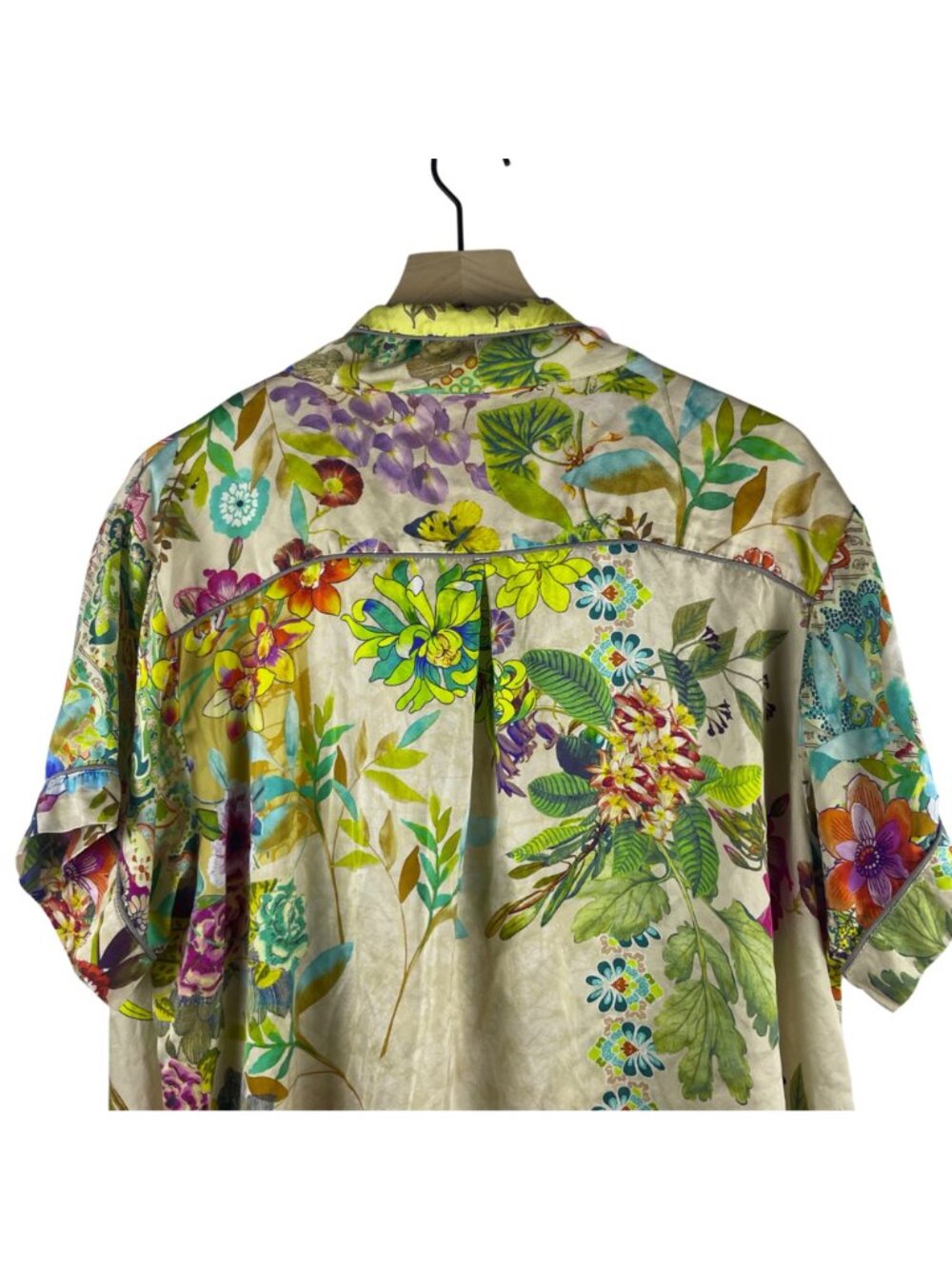Johnny Was Aero Jules 100% Silk Floral Patchwork Womens Button Down Blouse Large - Picture 10 of 12